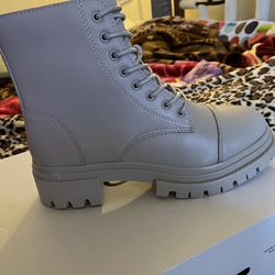 Gray Combat Boots, Size 9