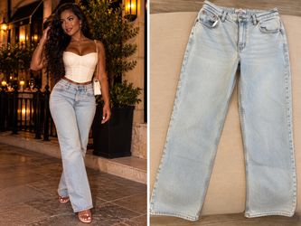 Abercrombie Fitch Curve Love The Baggy Low Rise Jeans Womens 28 6 Light Wash