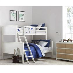 Your Zone Kenzo Convertible Twin-Over-Full Wood Bunk Bed, White
