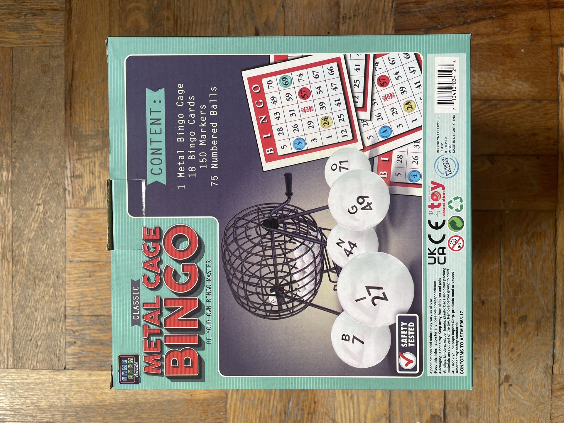 Deluxe Bingo Game Set with Metal Bingo Cage Spinner, 75 Numbered Balls, Master Bingo Board, 18 Bingo Cards and 150 Chips, for Adults, Seniors, Kids an