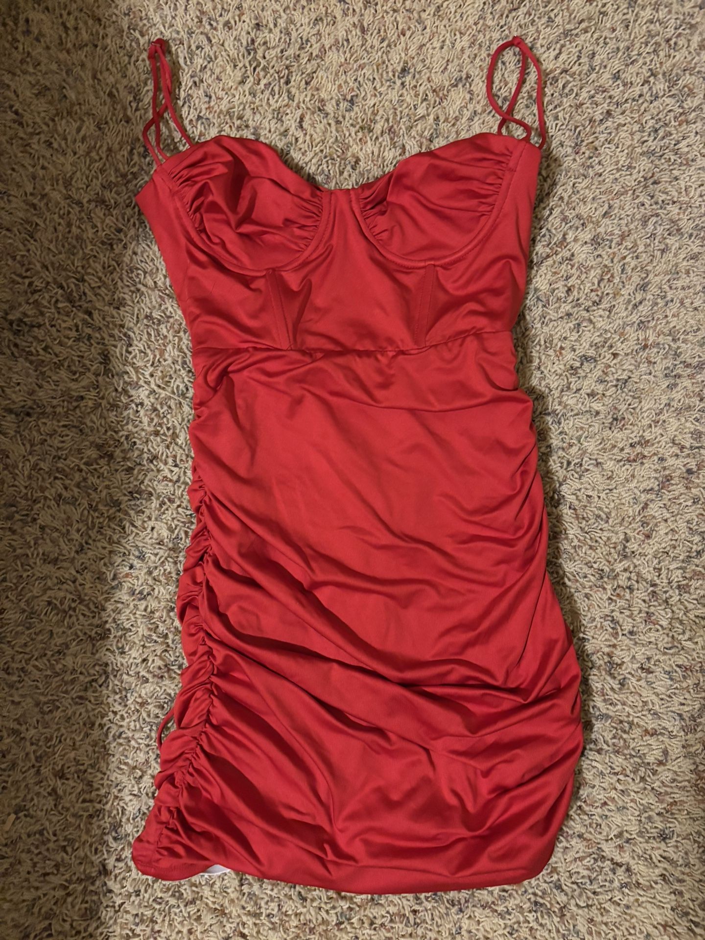 Lucy In The Sky Bodycon Corset Dress in Red
