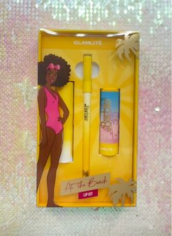 Barbie x Glamlite At The Beach Lip Kit Lipstick, Gloss & Liner 3-piece Set NEW
