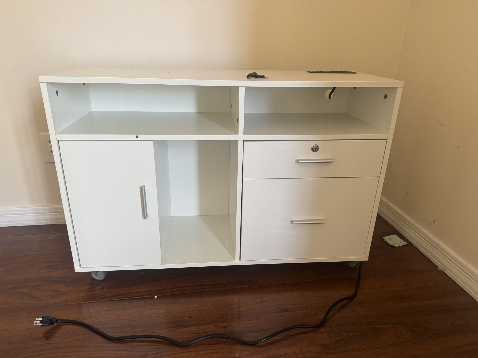 Office Storage Shelf with Charging Station