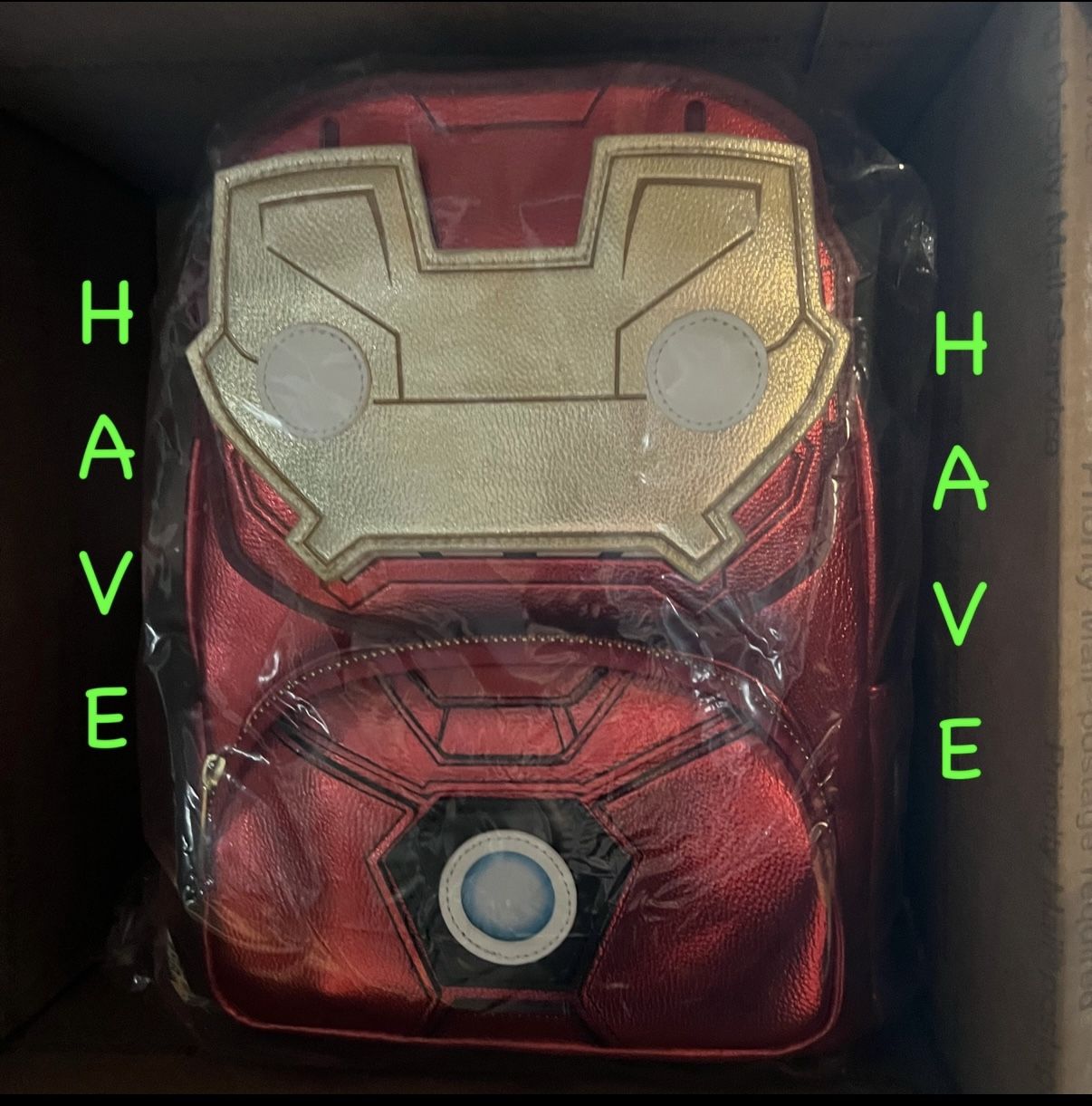 NEW LOUNGEFLY Marvel Iron Man Light Up Mini Backpack Metallic Leather