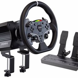 Moza Racing - R5 Direct Drive Sim Racing Bundle with 5.5Nm of force for PC  (Pedals, Wheelbase, & Steering Wheel) - Black