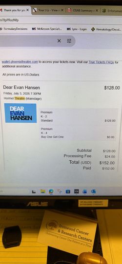 2 tickets to Dear Evan Hansen on Friday 7/3 at Phoenix Theatre