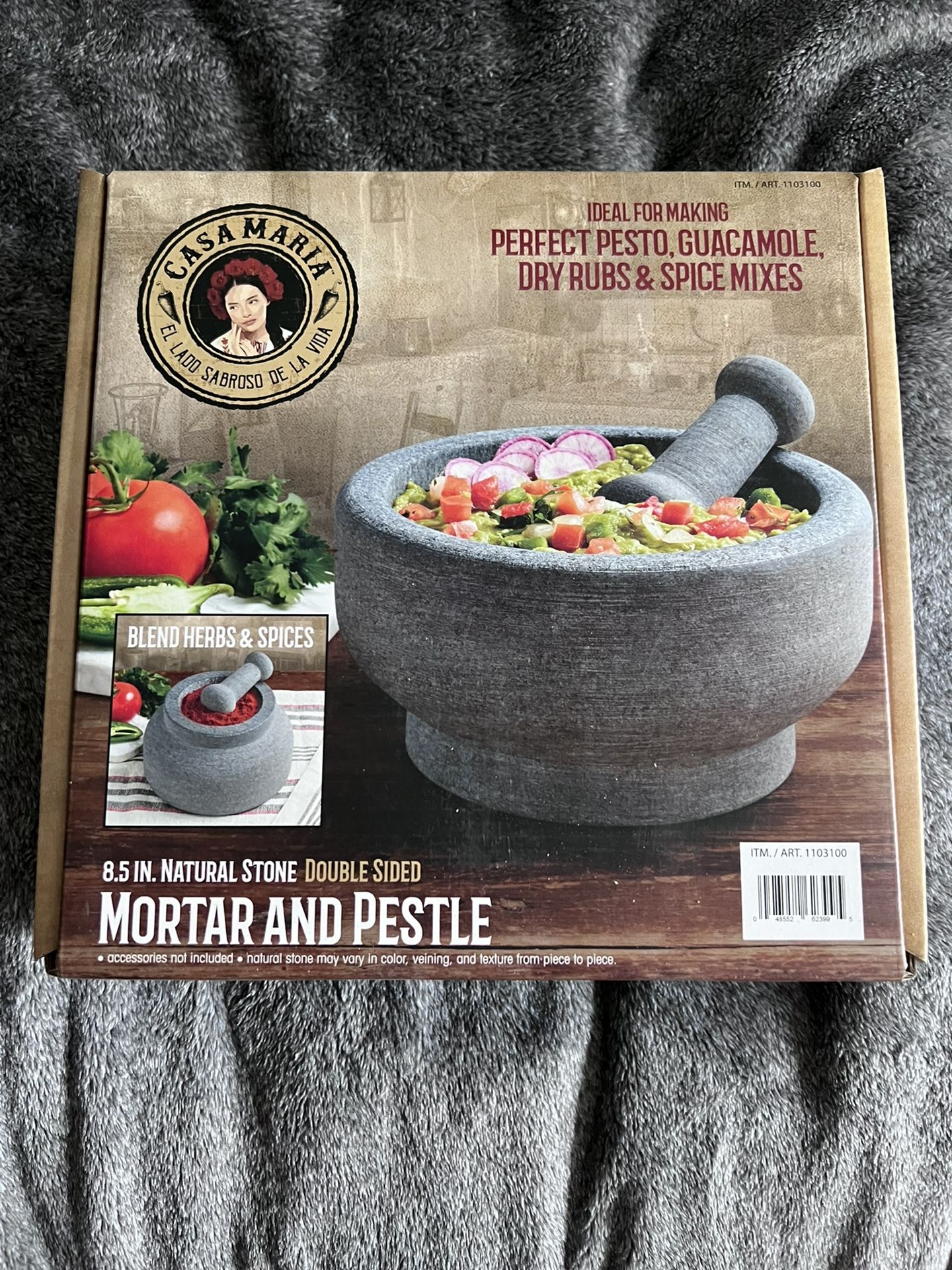 Casa Maria 8.5” Mortar And Pestle Double Sided NIB