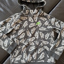 Nike - Boy’s Gray and White Logo Hoodie
