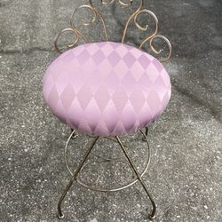 Mauve Adjustable Vanity Chair New Upholstery Fabric 