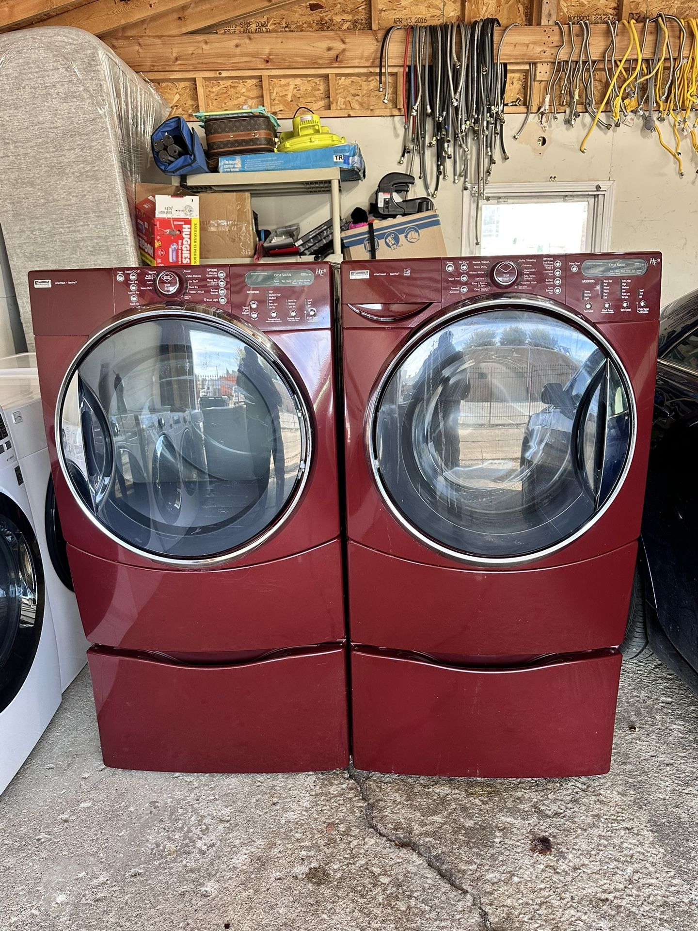 Kenmore Front Load Washer And GAS Dryer Set With Pedestals