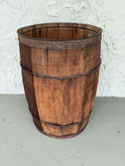 Vintage Primitive Wooden Nail Keg Barrel with Steel Bands