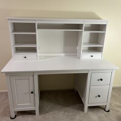 Used IKEA White Hemnes Desk And Hutch 