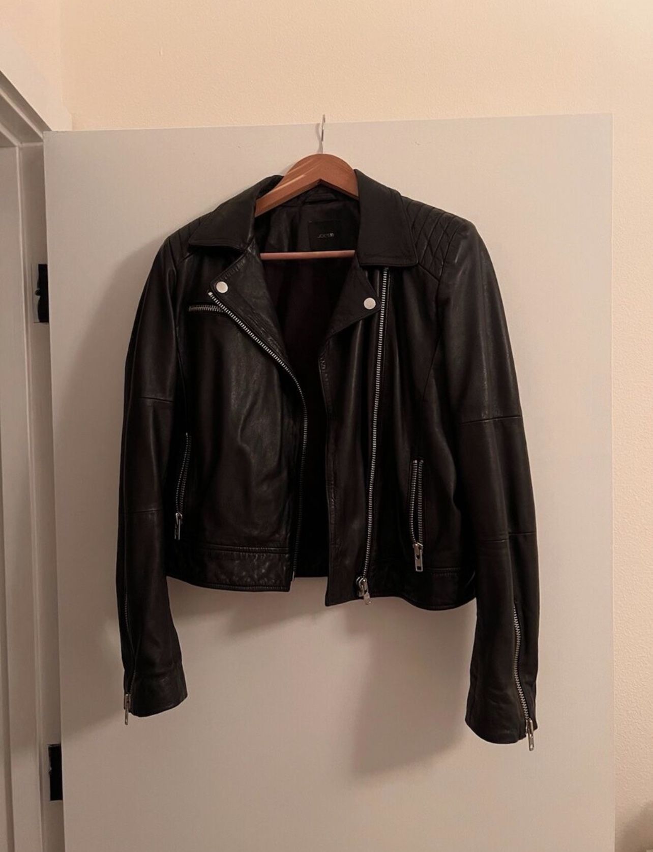 Joe’s Jeans black lamb leather jacket