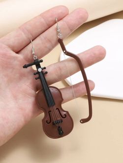 Coffee Brown Violin Earring 