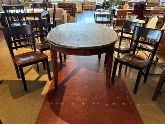 Solid Wood Dark Espresso Oval Dining Table Set