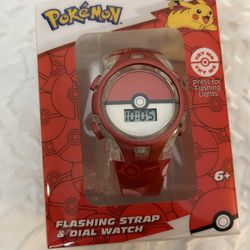 Pokemon Poke Ball Flashing Strap Dial Wrist Watch Gift Pokeball Clock