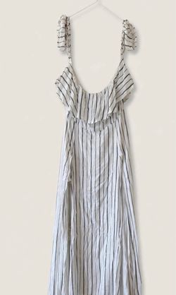 White Striped Ruffle Maxi Dress