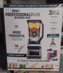 Ninja BN751 Professional Plus DUO Blender, 1400 Peak Watts, 3 Auto-IQ Programs for Smoothies, Frozen Drinks & Nutrient Extractions, 72-oz. Total Crush