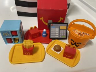 Lil McDonalds Toys  Kids Fries, Happy Meal Hamburger Tray, Register, Happy Meal Milk Jug, Playplace 