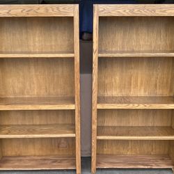 Pair of Wood Bookcases Storage Display Shelving 