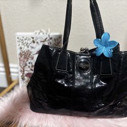 Black leather coach vintage