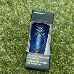 (1) NIB Starbucks 2022 Blue Azure Jeweled Ornament Key Chain