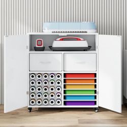 Brand New Brand New CXQ Craft Organization & Storage Cart Compatible with Cutting Machine - Rolling Craft Organizer with Large Drawer, 30 Vinyl Roll H