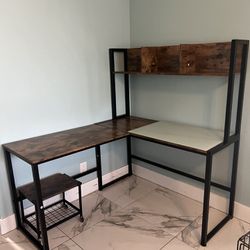 L-Shape desk w/printer stand / $85 FIRM
