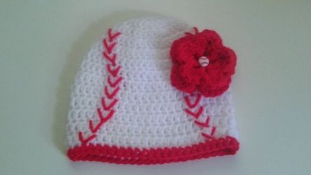 Handmade Baseball Beanie Baby Girl Hat-Photo Prop