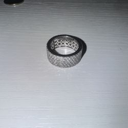 Size 8 7ctw Moissanite Iced Band Ring – Sterling Silver 925 Fully Bust Down