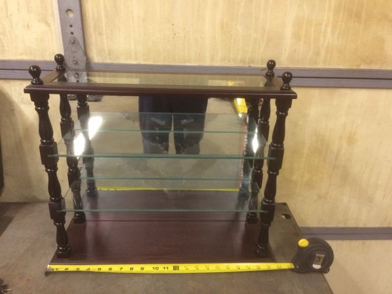 Glass & Mirrored Wooden Shelf