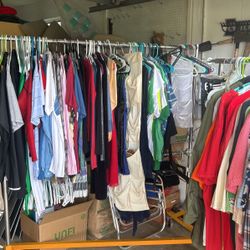 2 Rows Rack Full Of Clothes Men Women In Excellent Condition