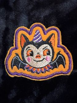 Halloween Retro Vintage Inspired  Bat Embroidered Iron-On Patch