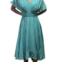 A-Line Elegant Dress Ankle Length V Neck Short