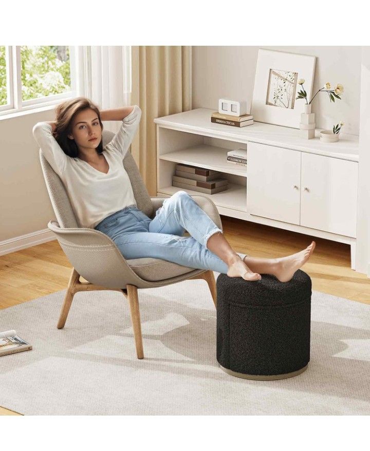 Round Ottoman with Storage