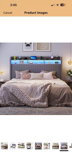 Open box king size lift up storage bed frame with LD lights and charging station