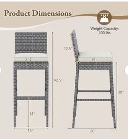 Outdoor Wicker Bar Stool with Cushion