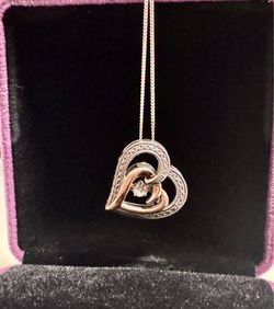 10k/925 dangling diamond accent necklace and pendant