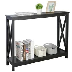 New Console Table Entryway Simple Style Wood Side Display Black