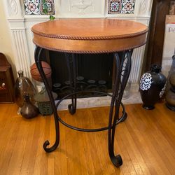 Round Bar Height Pub Table – Wood Top & Metal Base – 40" Tall