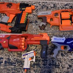 Nerf Gun Bundle-5 Guns And Storage Bag 