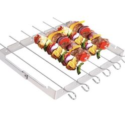 Solaire Six Skewer BBQ Kabob Rack 304 316 Grill BBQ Camping Fire pit Stainless Steel Marine Grade Weber Kingsford Char Master Camping Park Grilling