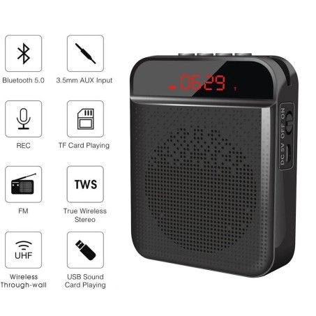 Voice Amplifier K3 Portable Bluetooth TF Card MP3 FM Radio Microphone Speaker
