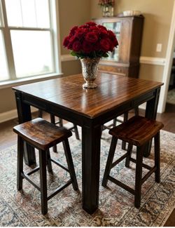 Modern Wooden Pub Table & Bar Stool Set