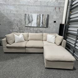 New Beige Cloud Sectional With Storage 