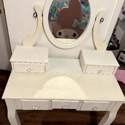 White Vanity With Oval Mirror $100.00
