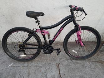 Genesis Maeve Women 26" Full Suspension Mountain Bike Black Pink Disc Brake Aluminum