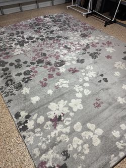 Large Gray Floral Area Rug