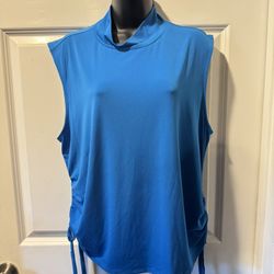 Worthington Royal Blue Sleeveless Ruched Side Top – Size XXL