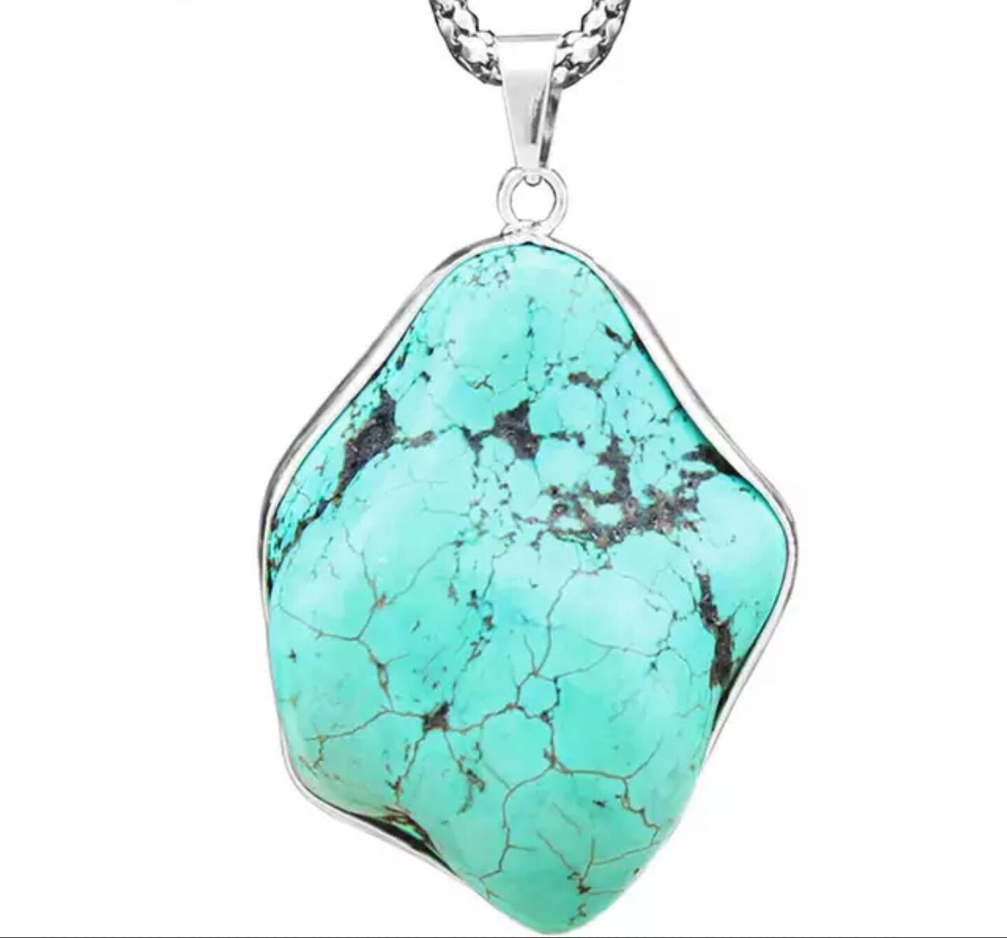 (Shipped Only) Irregular Pendant Natural Stone Turquoises Necklace